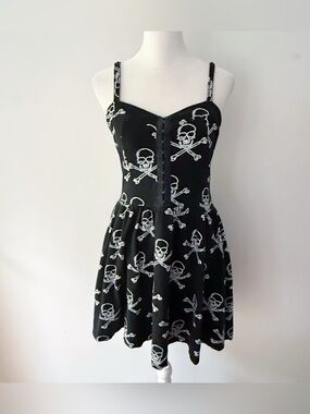 Royal Bones Women Skull Novelty Milkmaid Corset Dress Small Whimsigoth Grunge